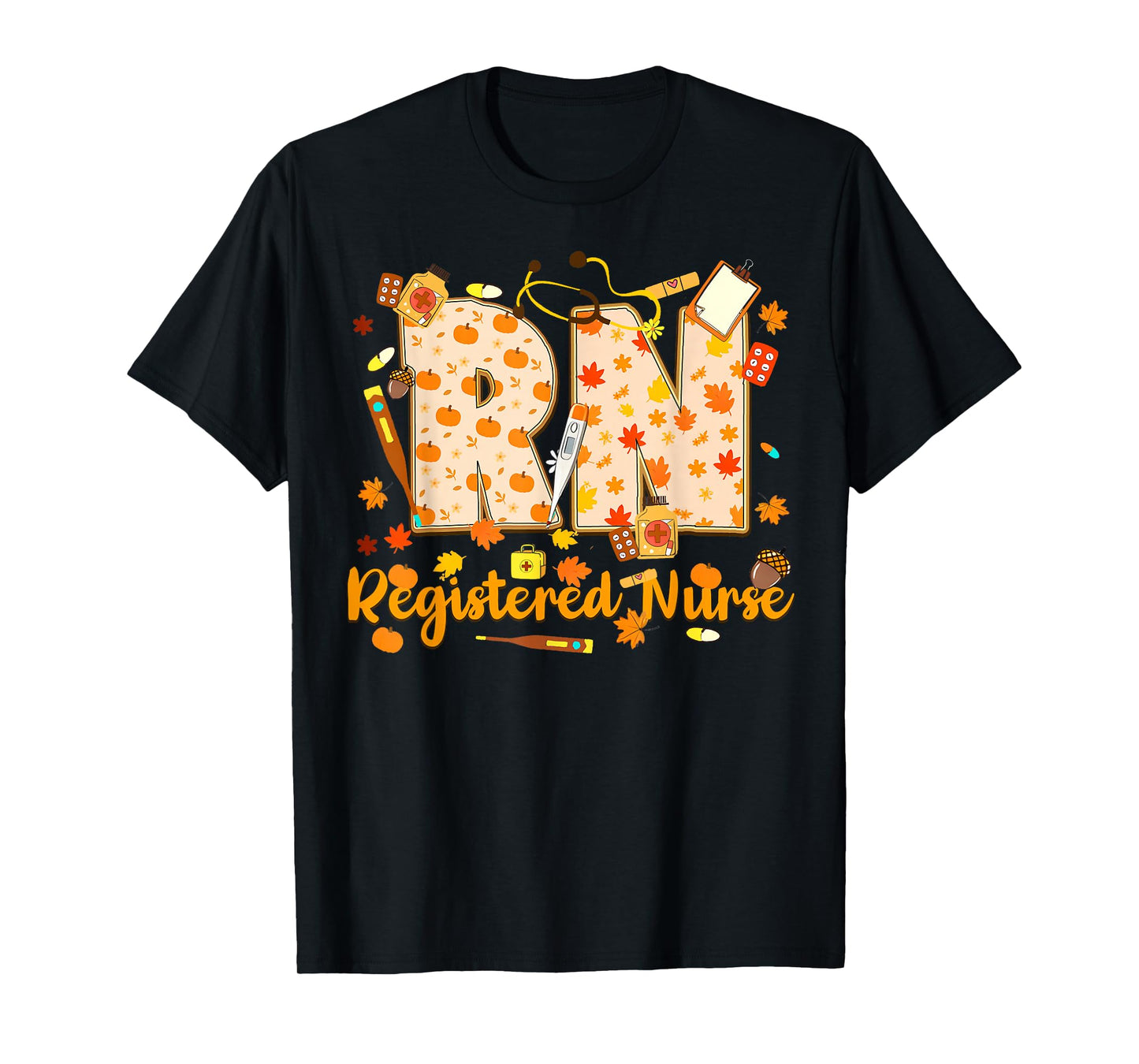 RN Registered Nurse Pumpkins Daisy Flower Fall Autumn T-Shirt
