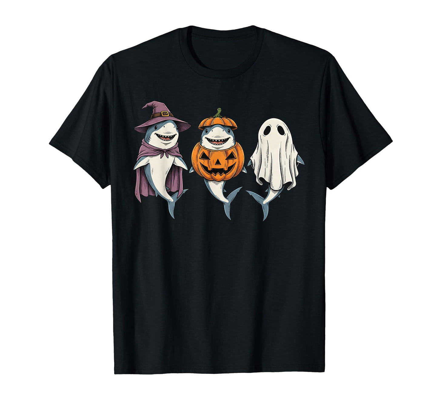 Spooky Ghost Shark Lover Pumpkin Halloween T-Shirt