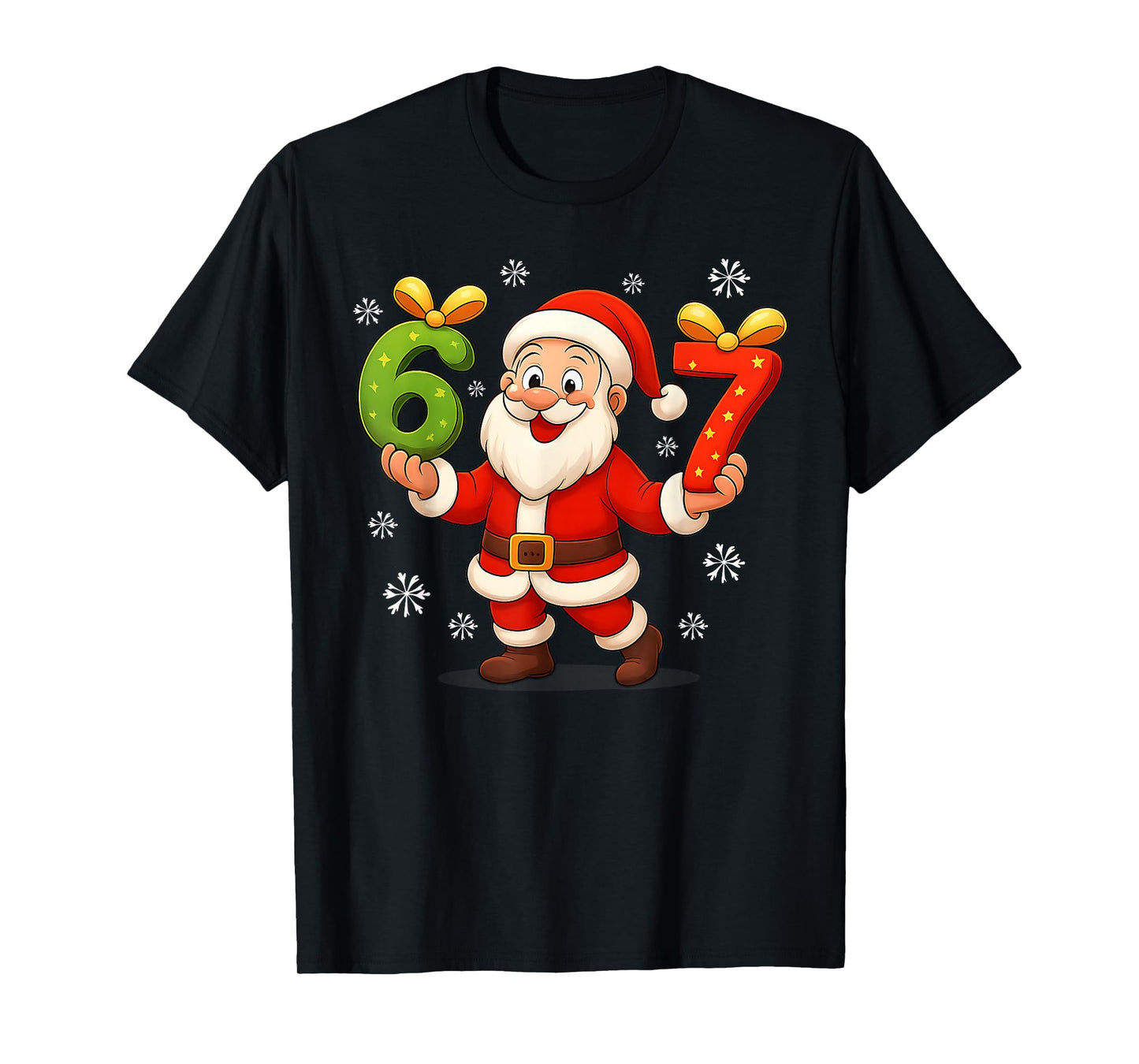 Funny Gen Alpha Slang 6 7 Christmas Santa Six Seven Xmas 67 T-Shirt