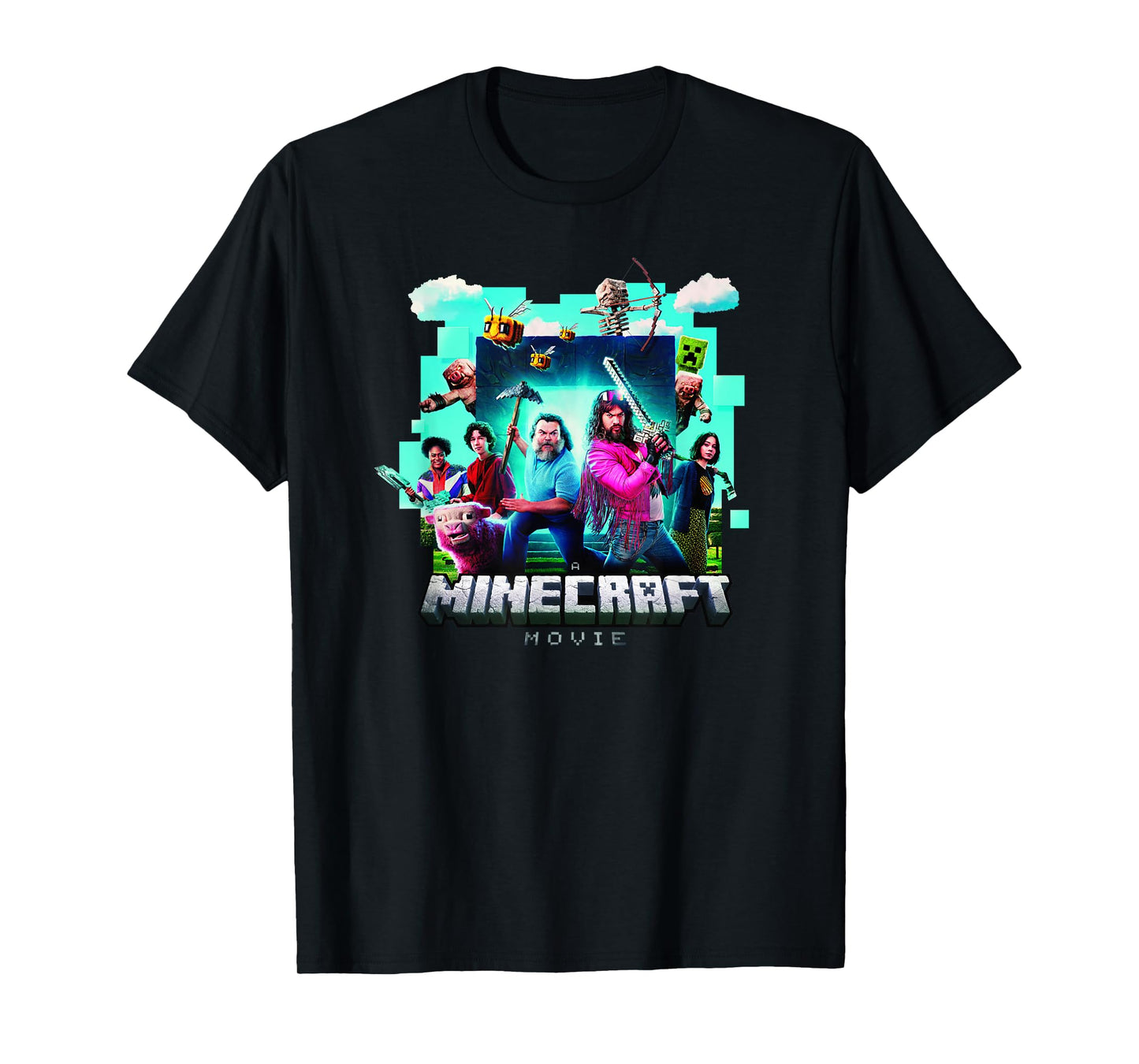 A Minecraft Movie Adventure Gang Main Characters Group Shot T-Shirt