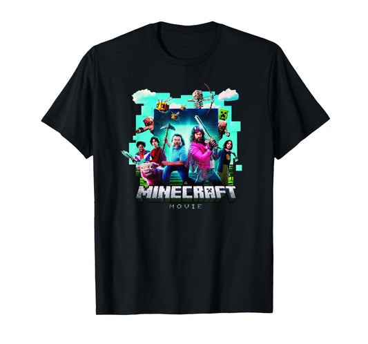 A Minecraft Movie Adventure Gang Main Characters Group Shot T-Shirt