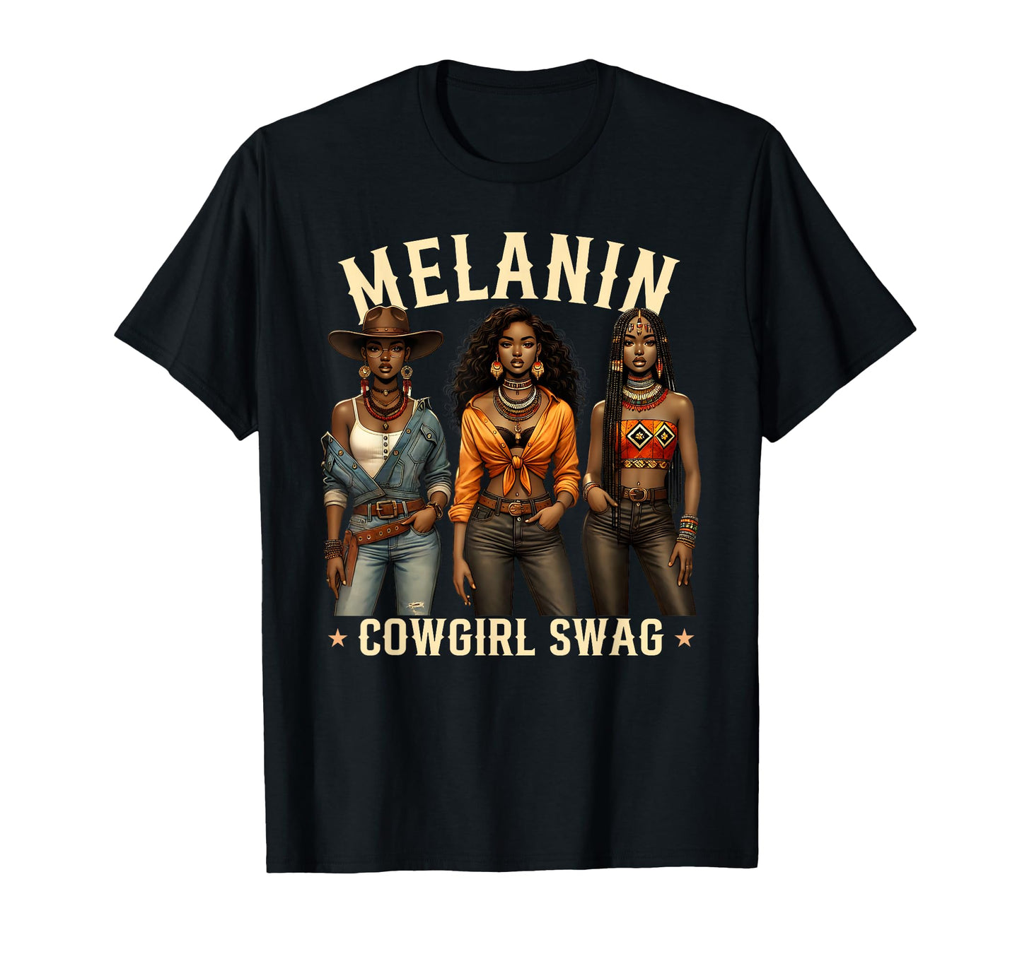 Melanin Cowgirls African Melanin Cowgirl Swag Black History T-Shirt