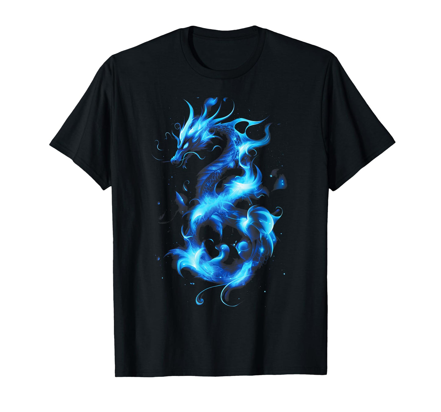 Blue Flames Dragon Fantasy art Mythical creature T-Shirt