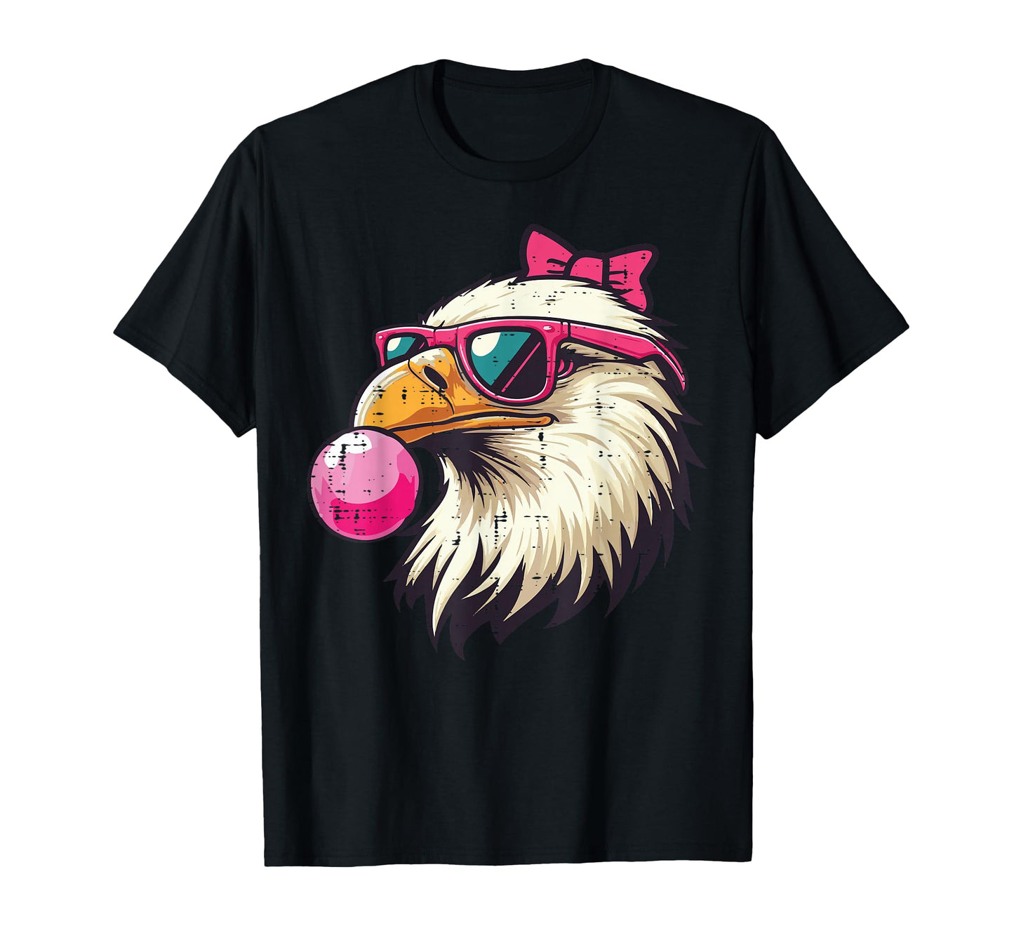 Bald Eagle Pink Sunglasses Gum Bow Cute Girls Kids Women T-Shirt