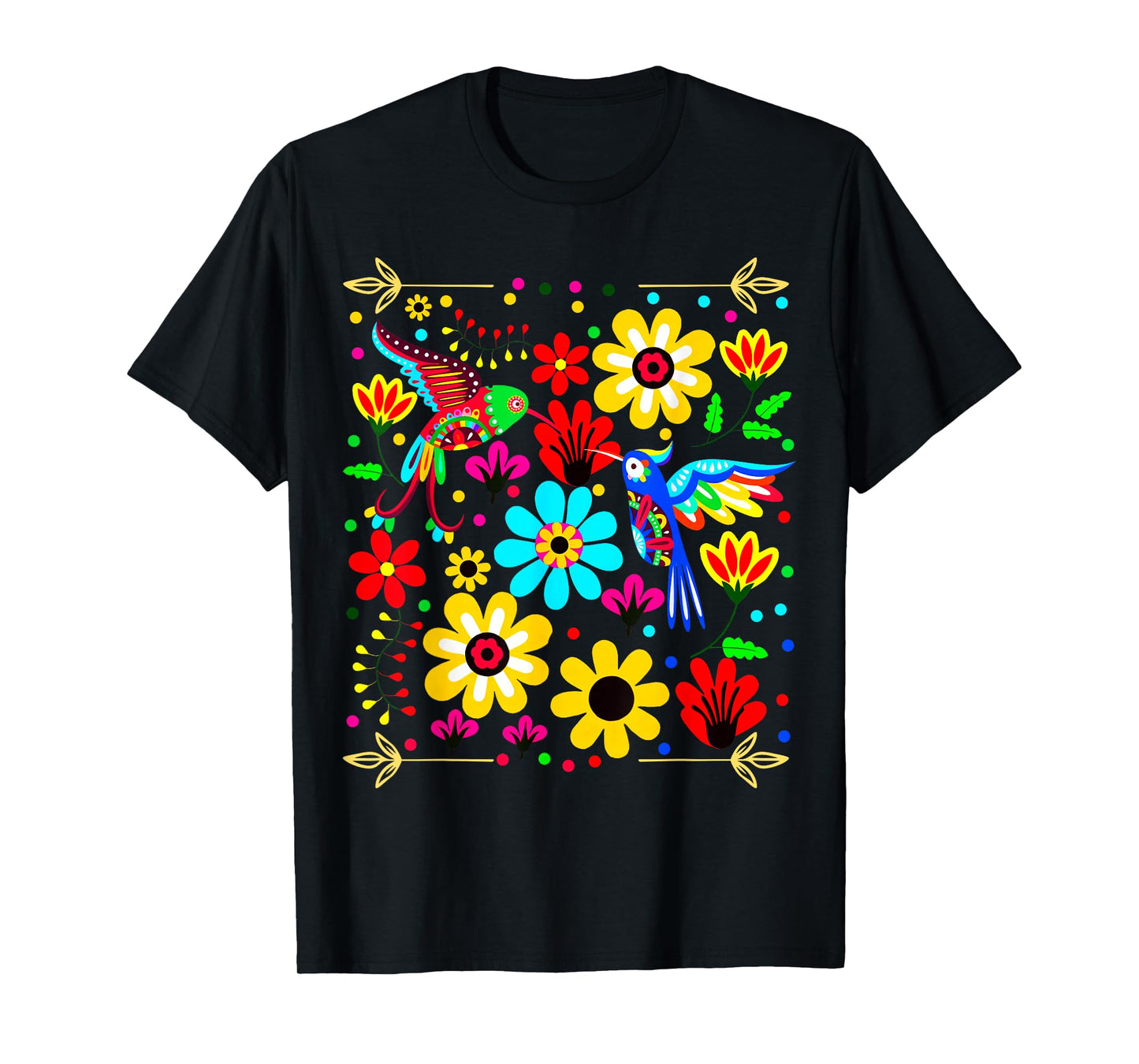 Floral Bird Otomi Mexican Style Mexicano Mexicana T-Shirt