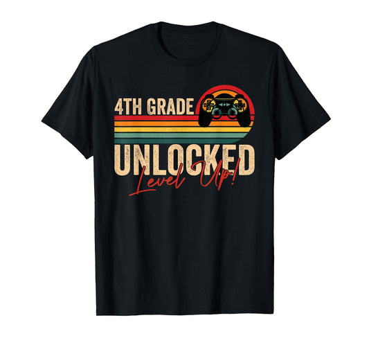 4th Grade Unlocked Level Up Gamer Back To School Fourth T-Shirt