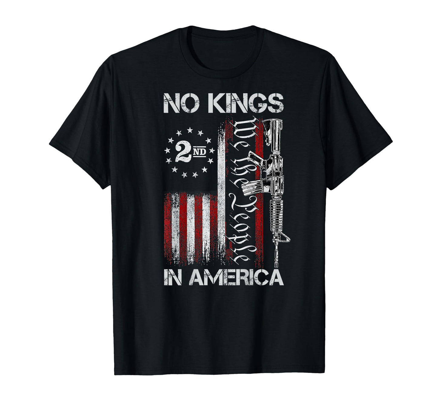 No Kings in American Vintage USA Flag No Kings (ON Back) T-Shirt