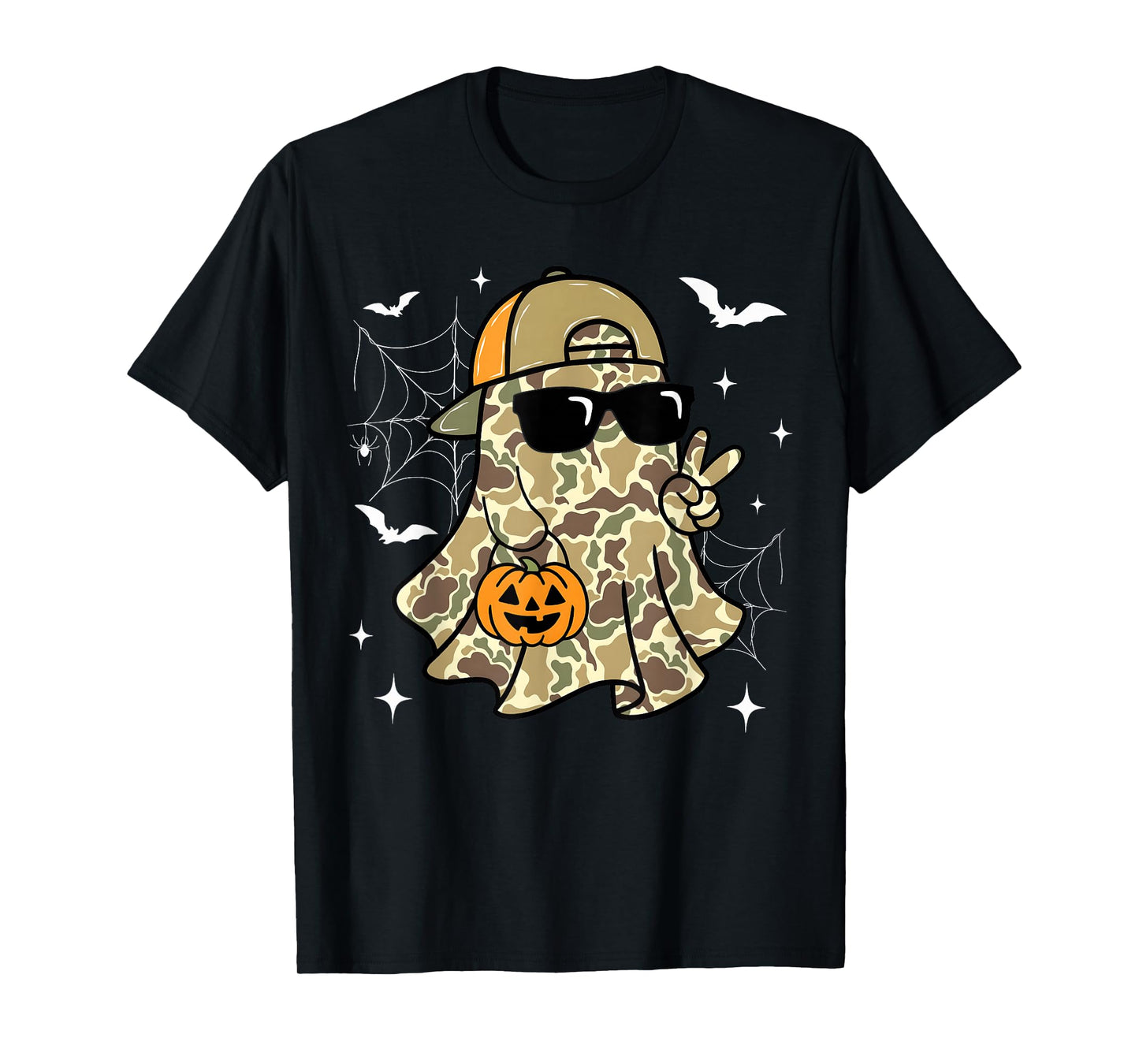Spooky Dude Camo Ghost Halloween Mens Boys Kid Hunting Lover T-Shirt