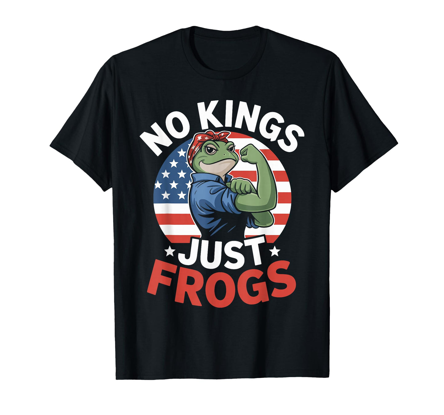 No Kings Just Frogs Patriotic Retro T-Shirt