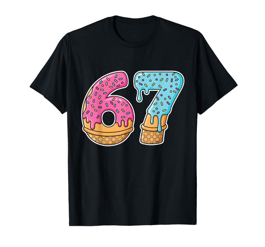 67 ice Cream Drip Meme Funny Six Seven gen Alpha Slang T-Shirt