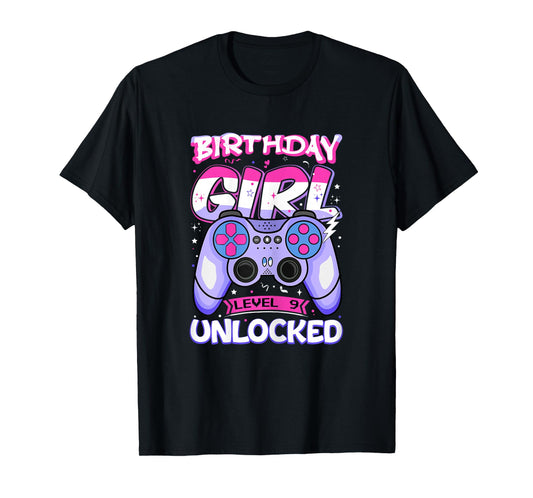 9 Year Old Girl Gamer Level Unlocked 9th Birthday Kids T-Shirt