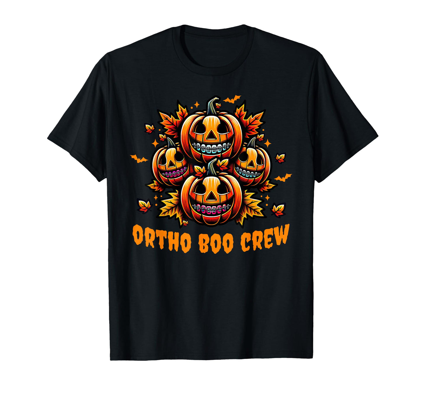 Ortho Boo Crew Orthodontist Dental Halloween Pumpkins Braces T-Shirt