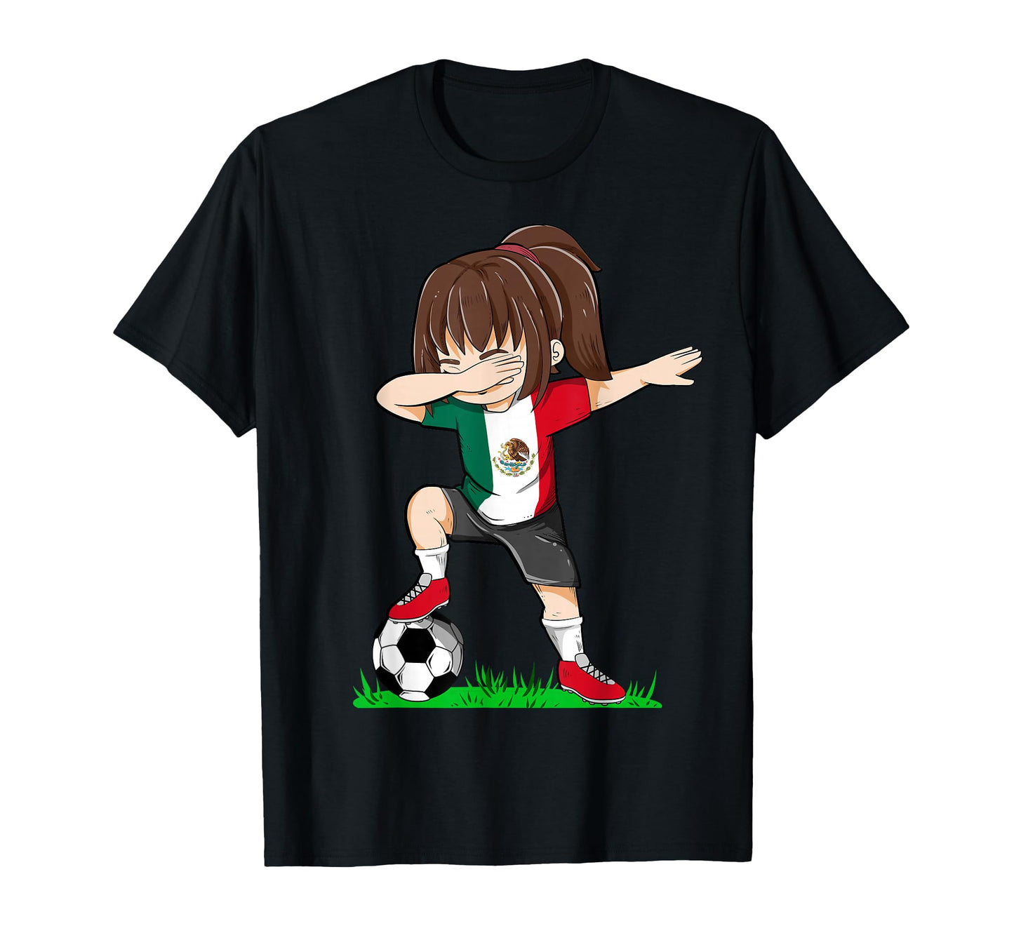 Soccer Mexico Jersey Shirt Mexican Flag Football Girls Dab T-Shirt