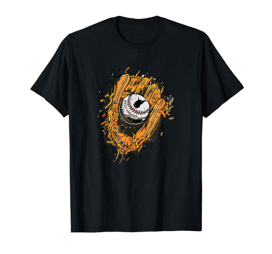 Distressed West Virginia Baseball Glove State Pride WV Fan T-Shirt