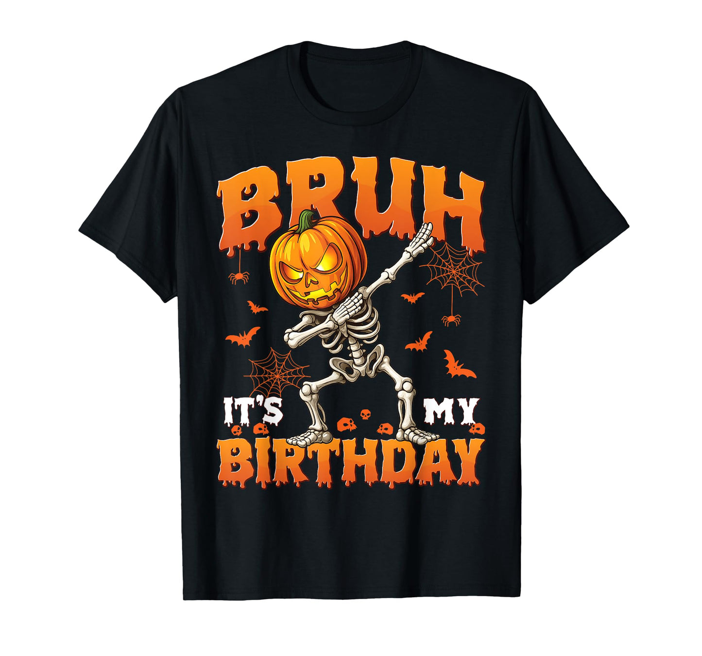 Bruh It's My Birthday Halloween Jack O Lantern Dabbing Boys T-Shirt
