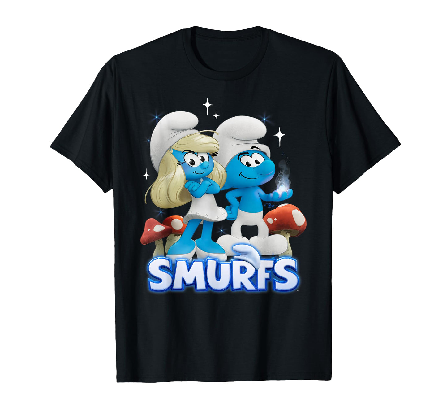 Smurfs Movie Smurfette and No Name Portrait Cartoon T-Shirt
