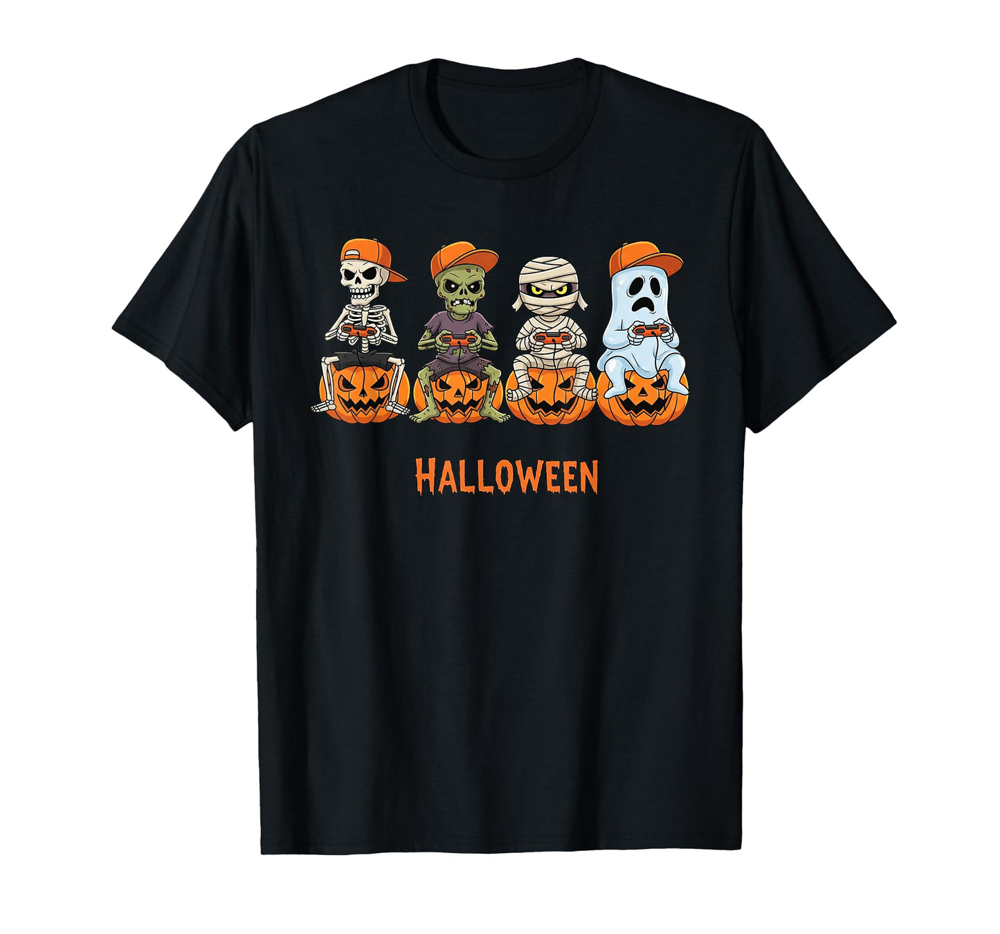 Halloween Skeleton Zombie Mummy Ghost Gamer Boys Men Kids T-Shirt