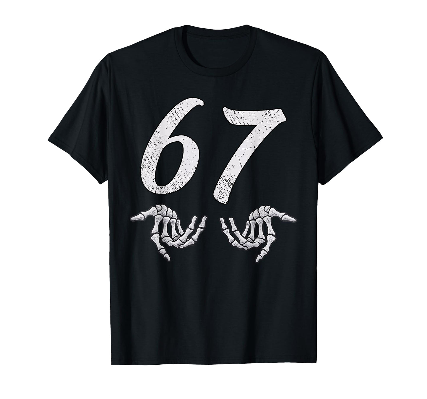 Funny Six Seven 6 7 Meme 67 Skeleton Hand Halloween Costume T-Shirt
