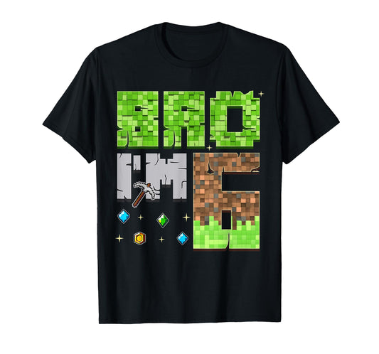 6th Birthday I'm 6 Year Old Gamer Pixel Birthday Boys Kids T-Shirt