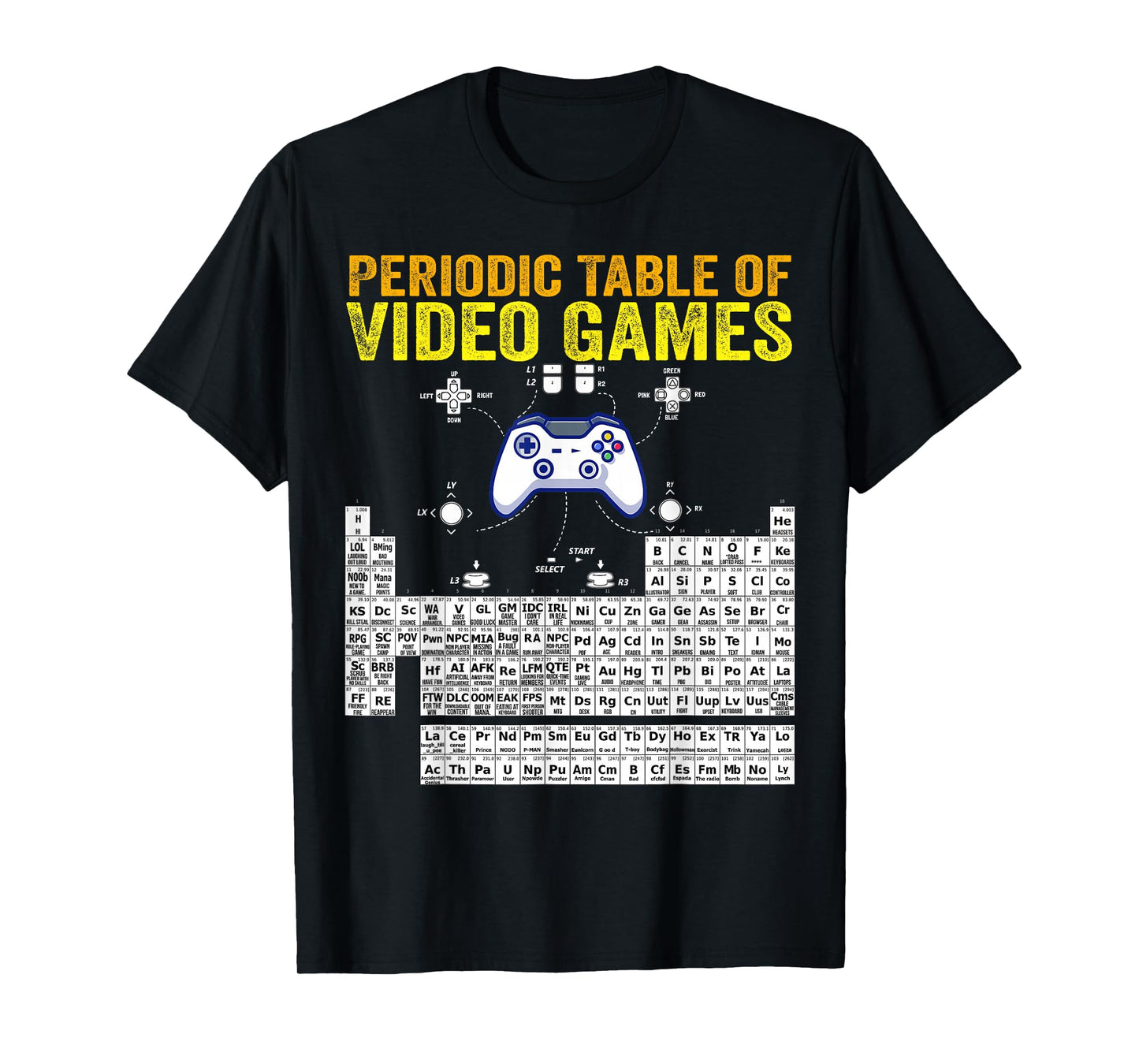 Periodic Table of Video Games Cool gamers Elements Graphic T-Shirt
