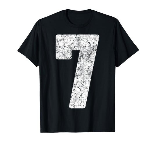 Distressed White Number 7 Jersey Player Uniform #7 Grunge T-Shirt