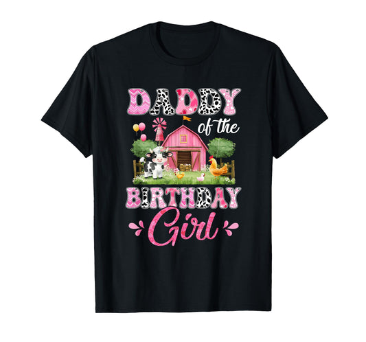 Daddy Of The Birthday Girl 1St Birthday Cow Farm Family T-Shirt