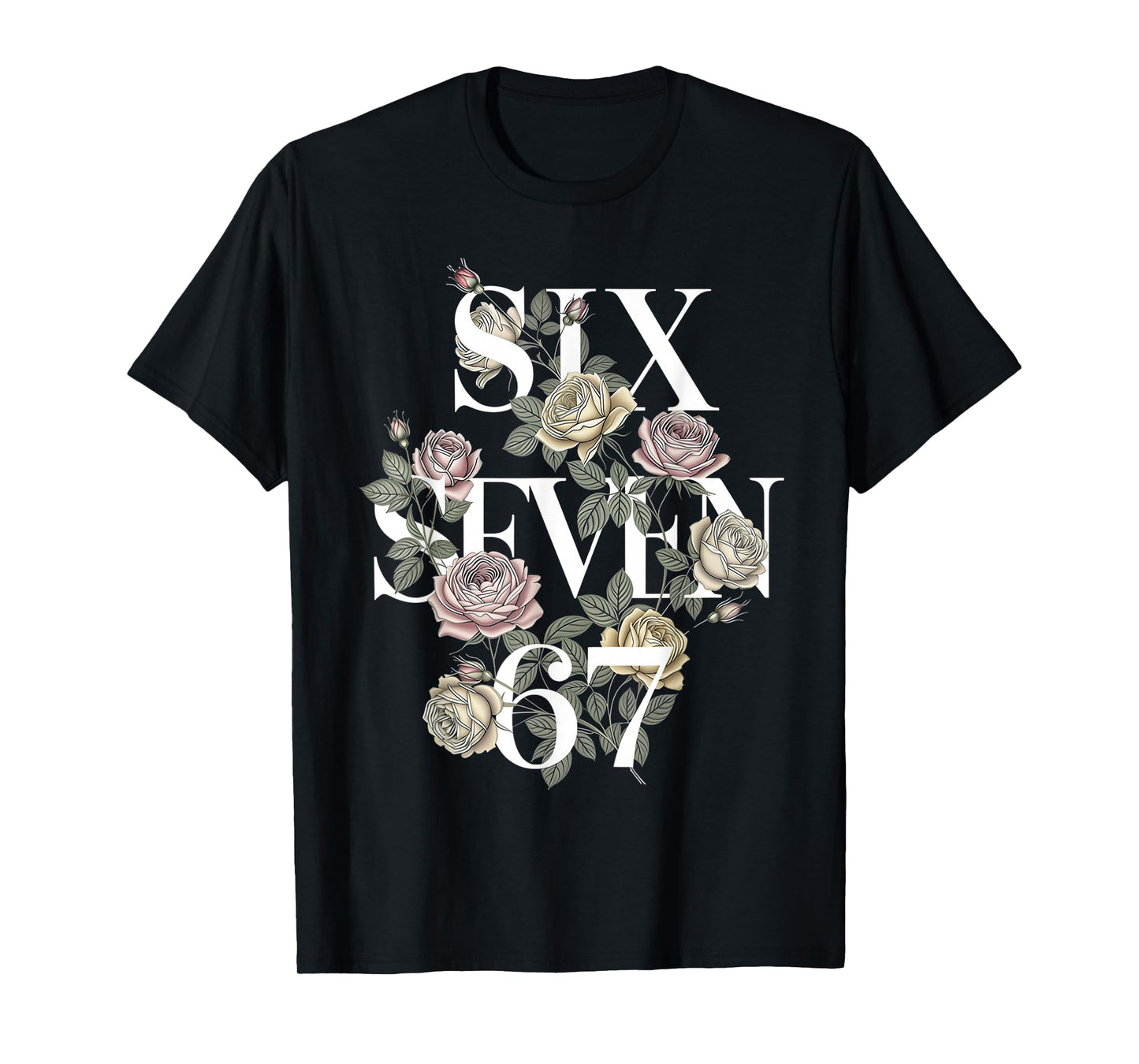 Vintage 67 Six Seven Meme Floral Boho Wildflower 6 7 Graphic T-Shirt