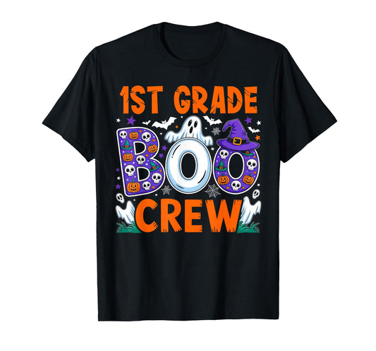 1st Grade Boo Crew First Grade Teacher Kids Happy Halloween T-Shirt