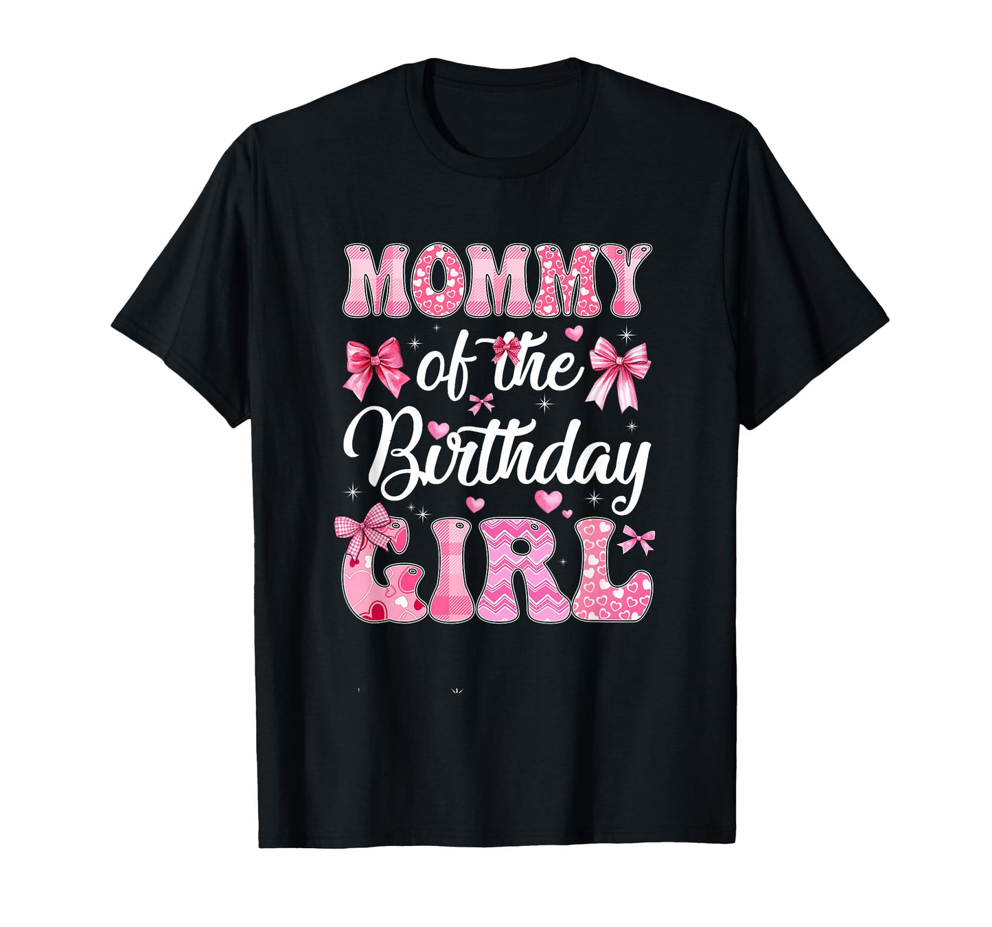 Mommy Of The Birthday Girl Family Pink Coquette Bow T-Shirt