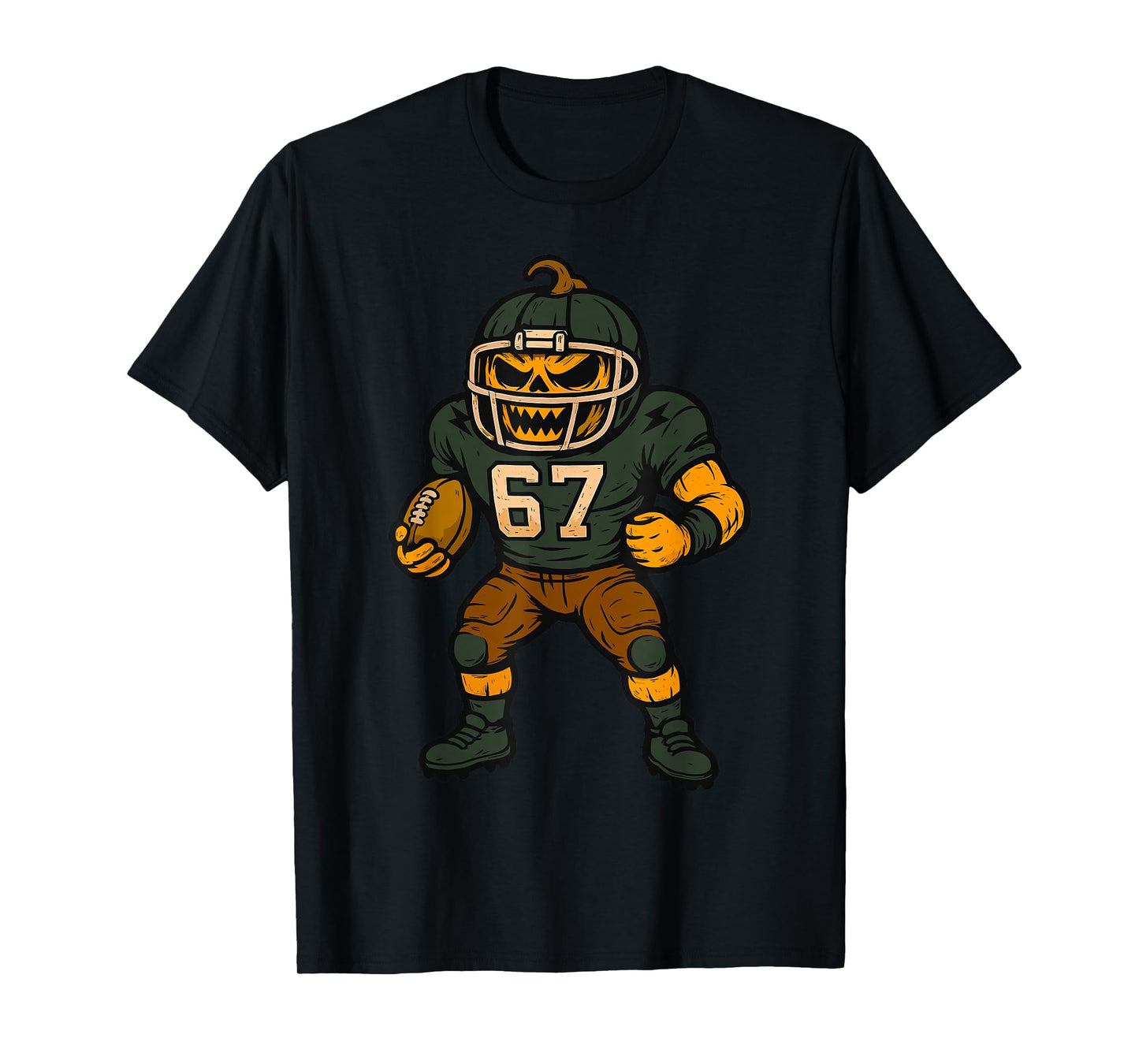 67 Halloween Jack-O-Lantern Football Player Six Seven Meme T-Shirt
