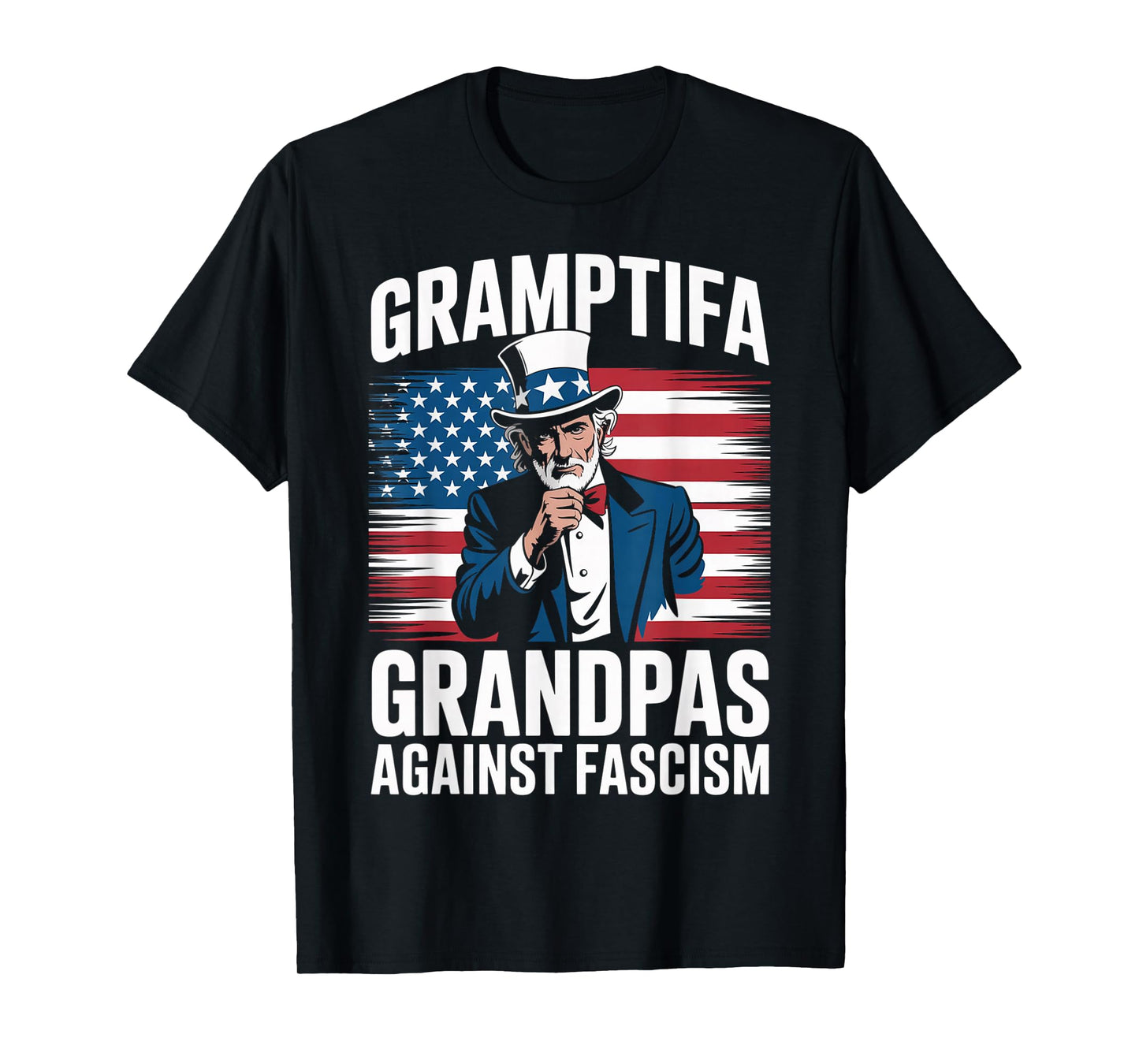 Gramptifa Grandpa Against Fascism Flag Resist No Kings Papa T-Shirt