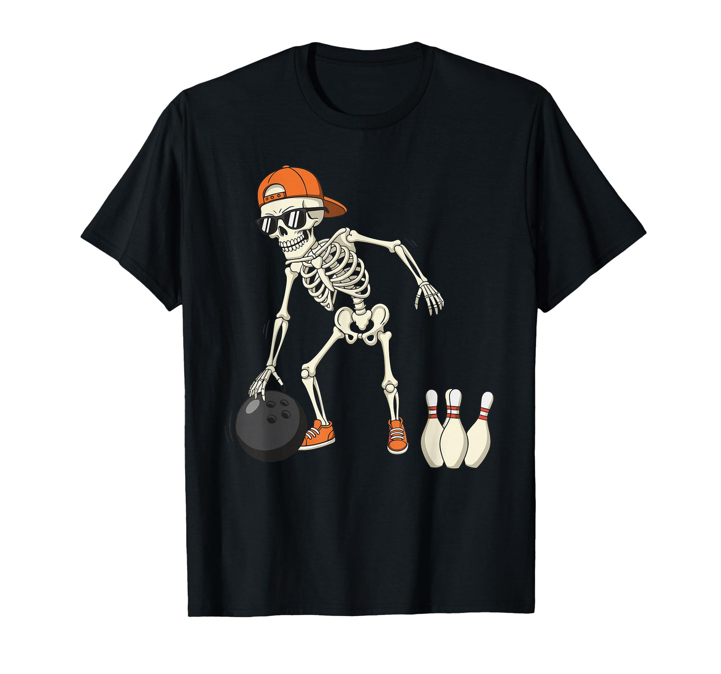 Halloween Skeleton Funny Bowling Lovers for Teens Boys Men T-Shirt