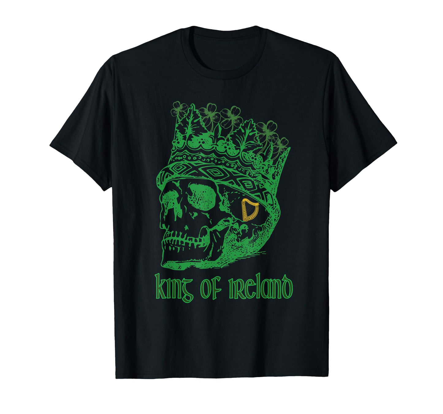 King of Ireland Skull Harp Shamrock Crown Shirt