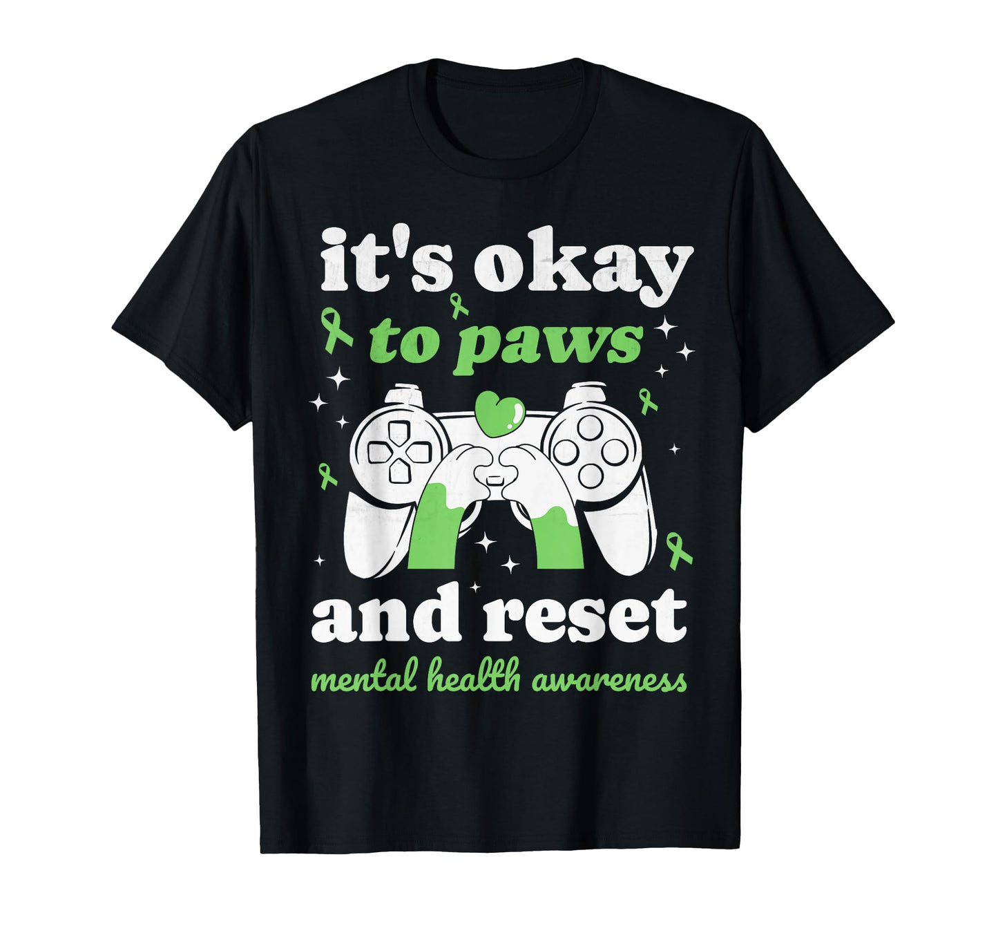 Cat Mental Health Awareness Month Gamer Paws Men's Kid's T-Shirt