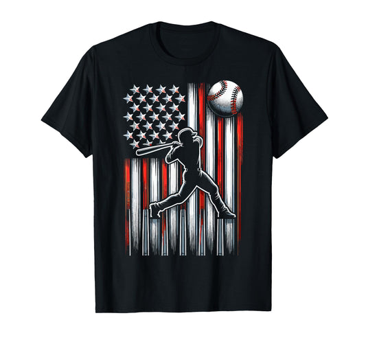 American Flag Patriotic Baseball T-Shirt