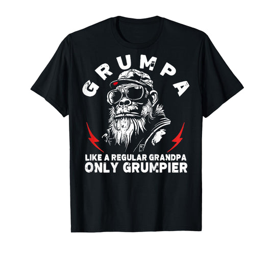 Grumpa Like A Regular Grandpa Only Grumpier Monkey (On Back) T-Shirt