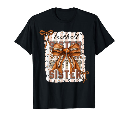 American Football Sister Coquette Bow Thanksgiving for Girls T-Shirt