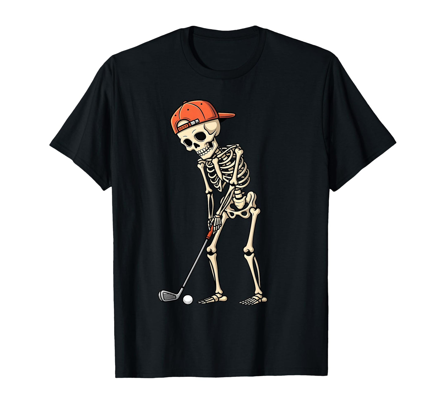 Halloween Skeleton Playing Golf Funny Golfer Boys Kids Men T-Shirt