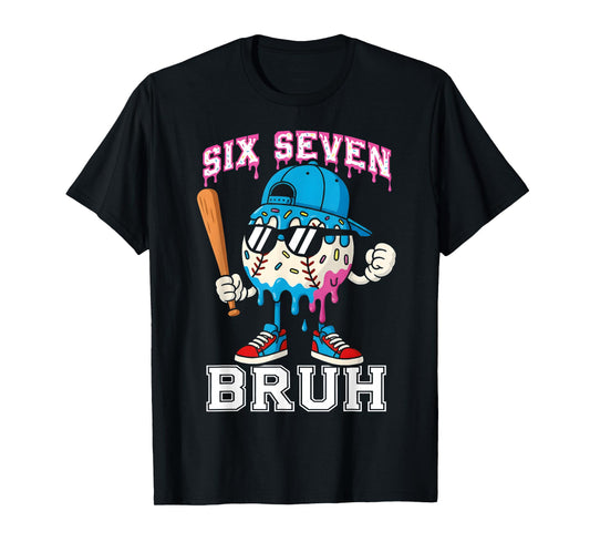 67 Six Seven Baseball Ice Cream Drip Number 67 Player T-Shirt