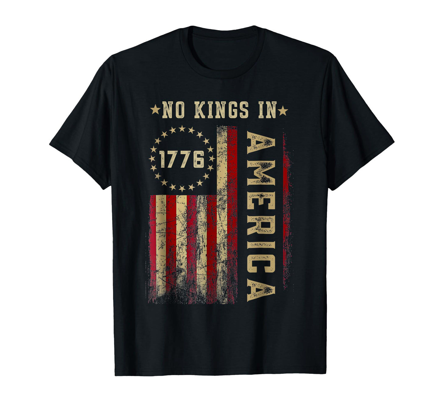 Retro June 14th No Kings In America 1776 USA Flag Men Women T-Shirt