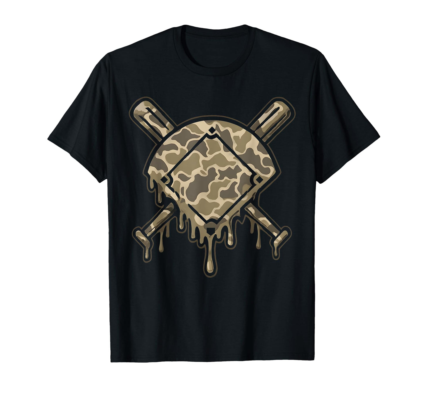 Baseball Drip Camo Baseball Diamonds Boys Sports Game Day T-Shirt