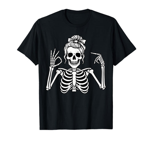 67 Meme Skeleton Hand 6 7 Halloween Six Seven Funny Teens T-Shirt