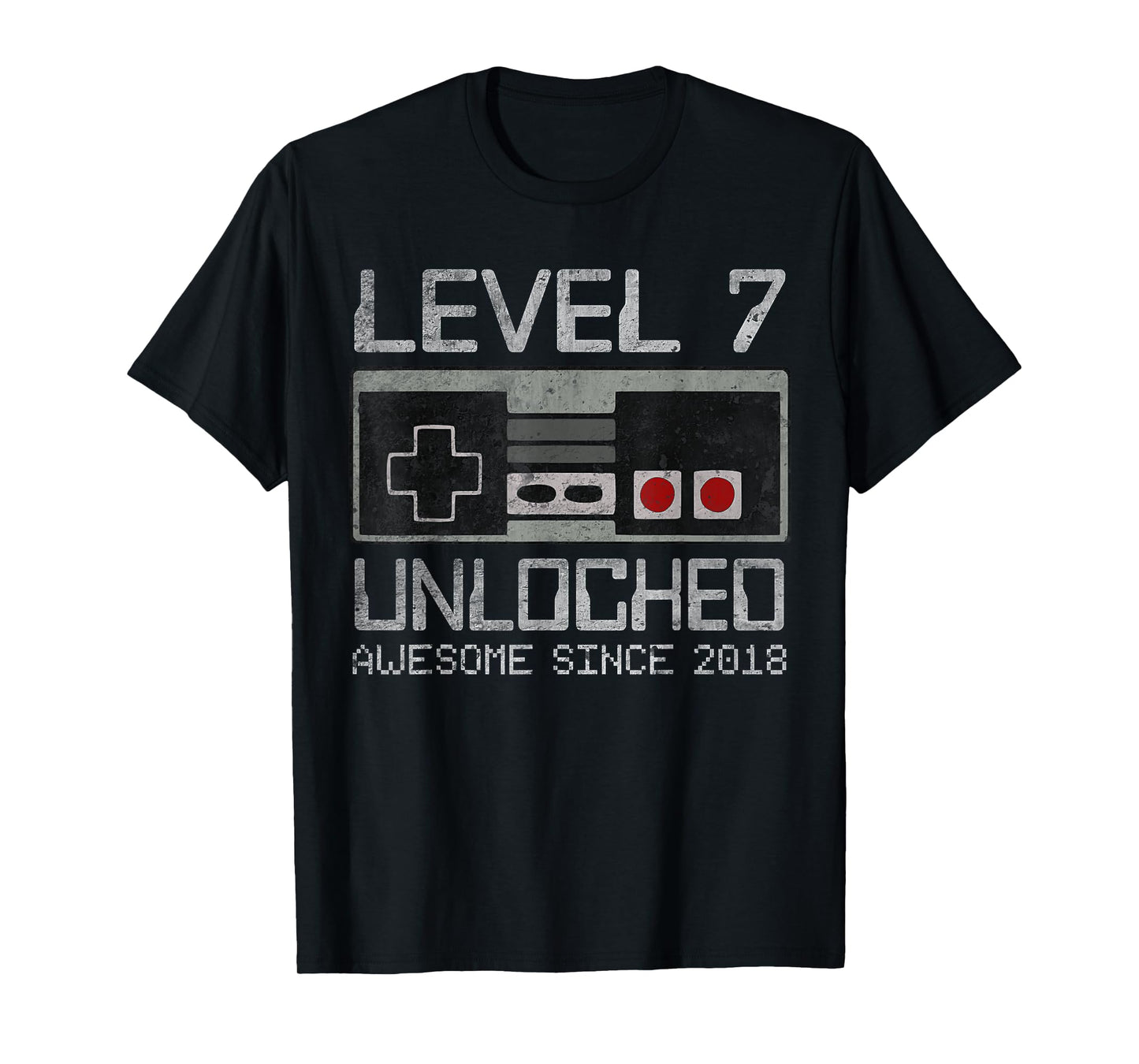 Level 7 Unlocked 7th Birthday 7 Year Old Video Gamer Boy T-Shirt
