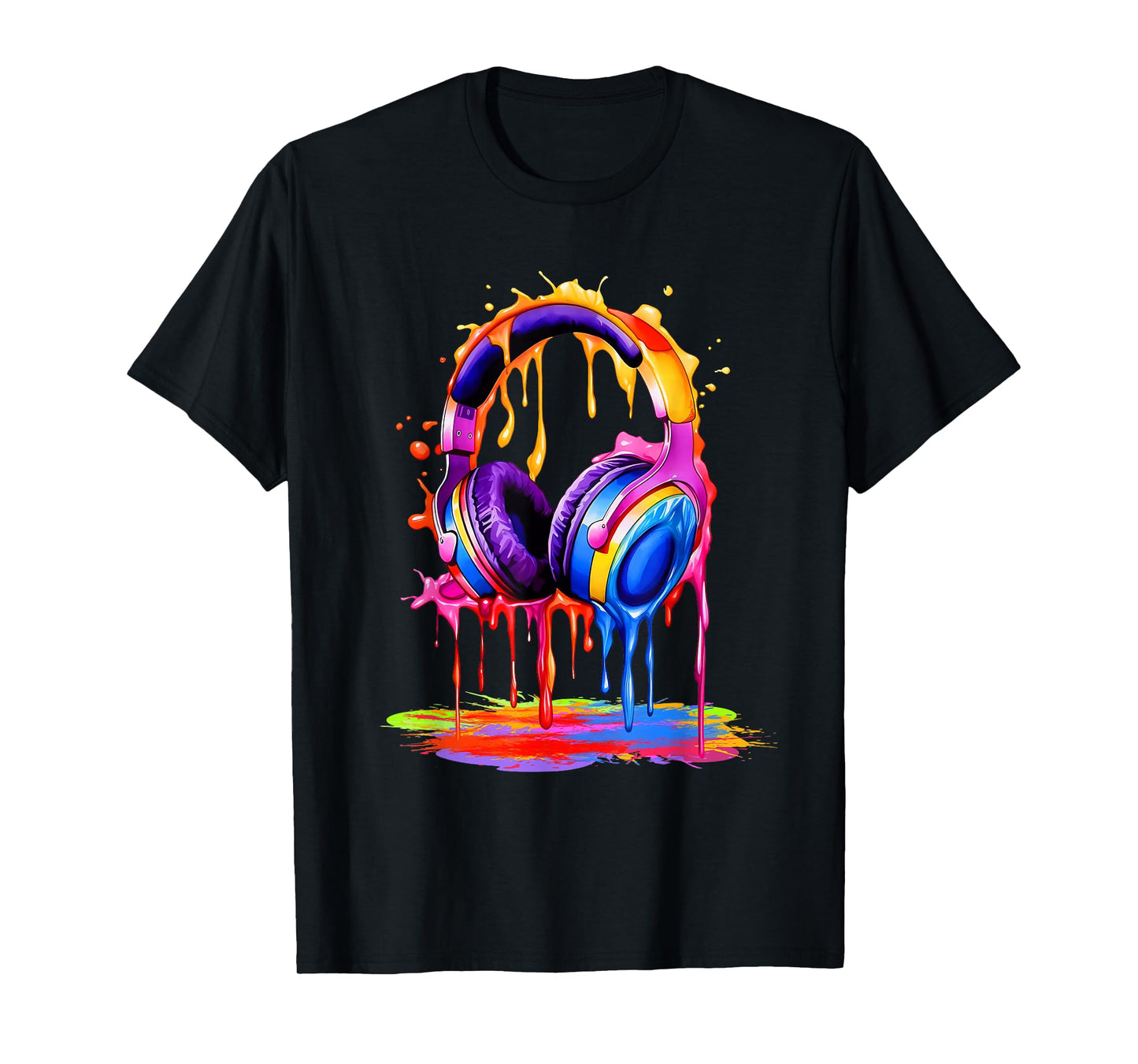 Gamer Headphones Paint Splash Drip Music Lover T-Shirt