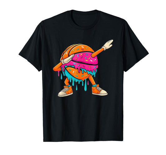 Dabbing Respect The Drip Basketball Boys Girls Cream Drip T-Shirt