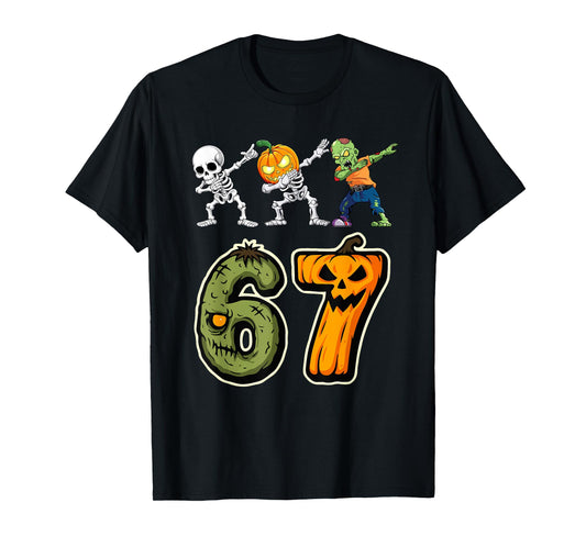 Dabbing Halloween Boys Six Seven 67 Meme Funny Kids Costume T-Shirt