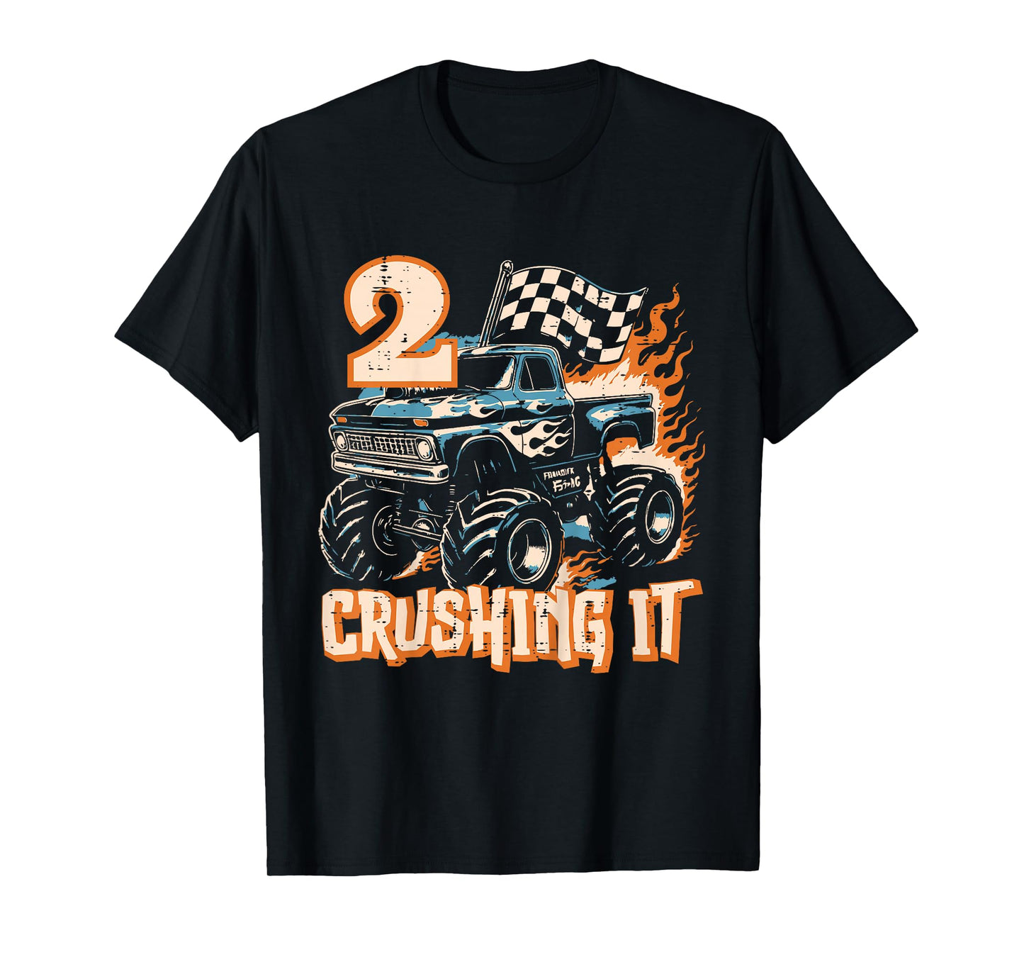 Kids 2 Crushing It Monster Truck 2nd Birthday Bday Boys Toddler T-Shirt