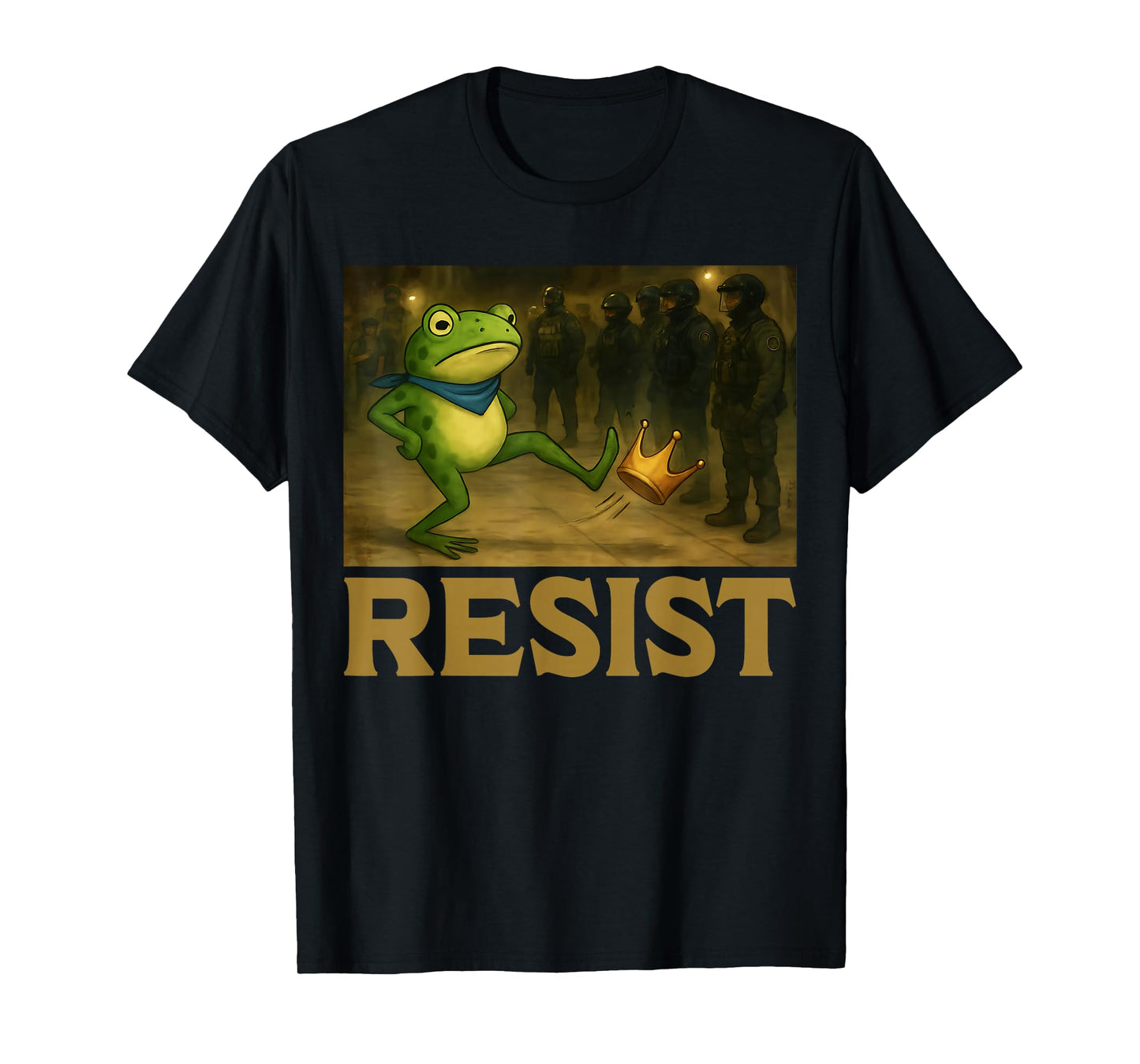 Portland Frog Protest Retro Men and Women No Kings T-Shirt