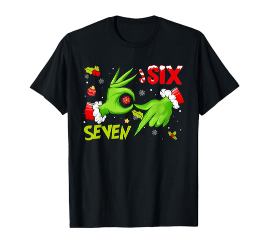 6 7 Six Seven Hand Gen Z Alpha Meme Slang Xmas Christmas T-Shirt