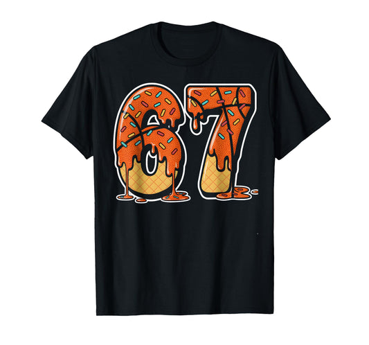 67 Ice Cream Drip Basketball Gen Alpha Slang Six Seven Meme T-Shirt